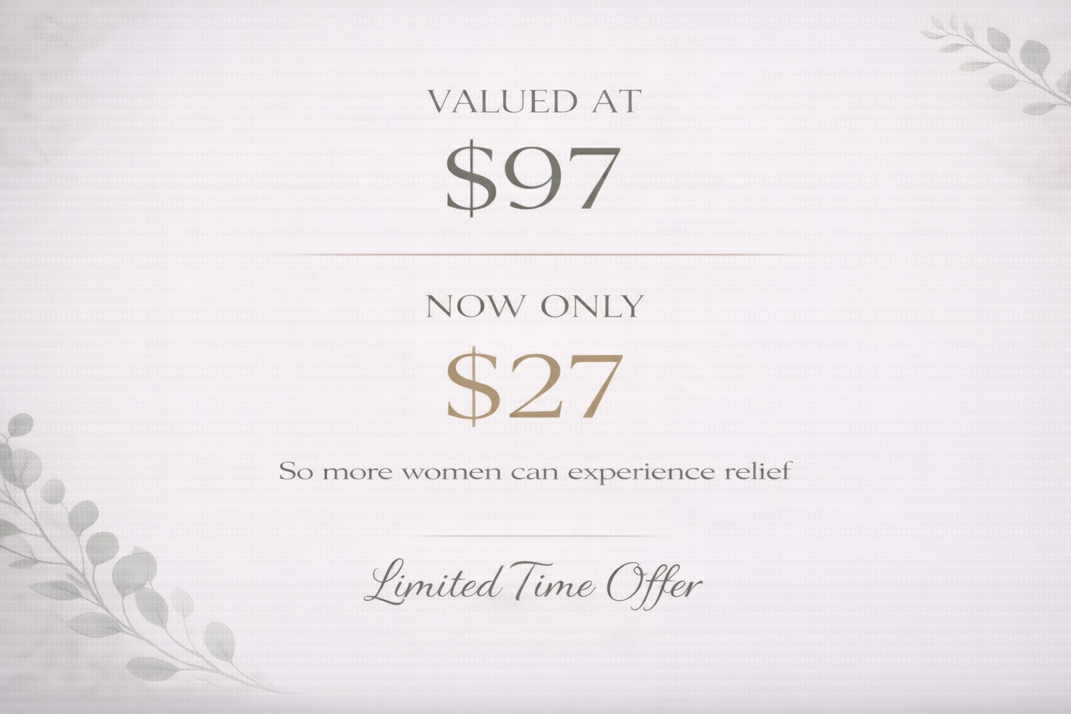 Promotional offer with price reduction and limited time text on a light background